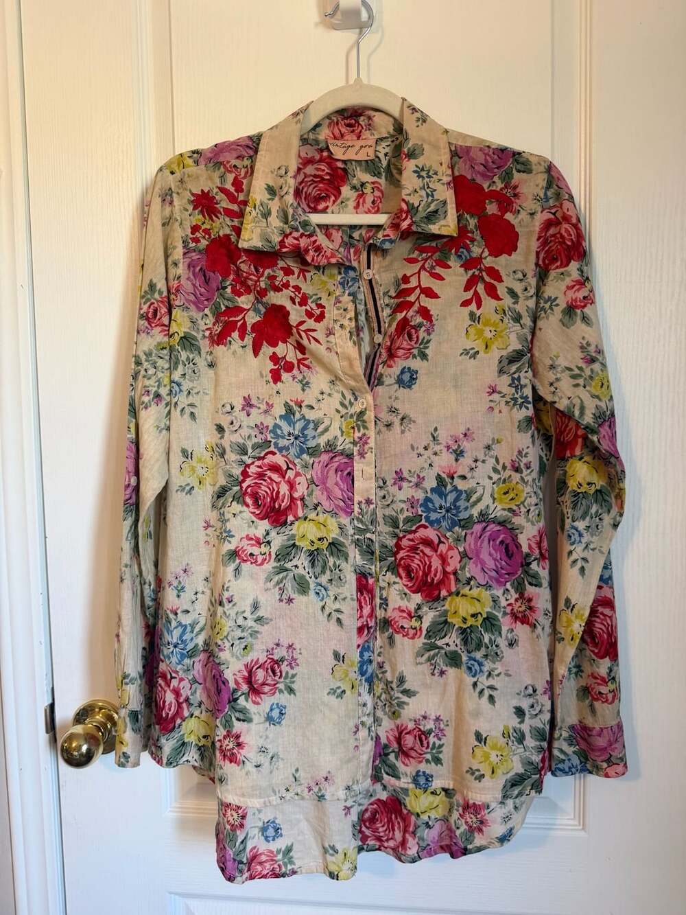 Vintage Goa Floral Shirt Size L Long Sleeve Button Down